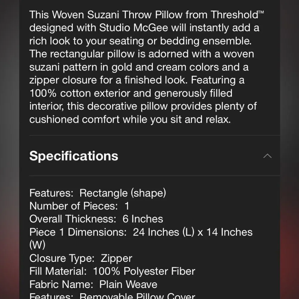 Studio Mcgee Suzani Woven Threshold Lumbar Throw Pillow